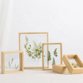 High Quality Modern Double glass 4x6 Natural wood leaf Plant Herbarium Dried Pressed Flowers floating picture frame